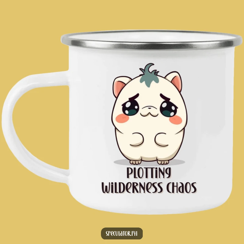 Funny Mischievous Kawaii Creature Camping Mug - Outdoor Gift for Plotters