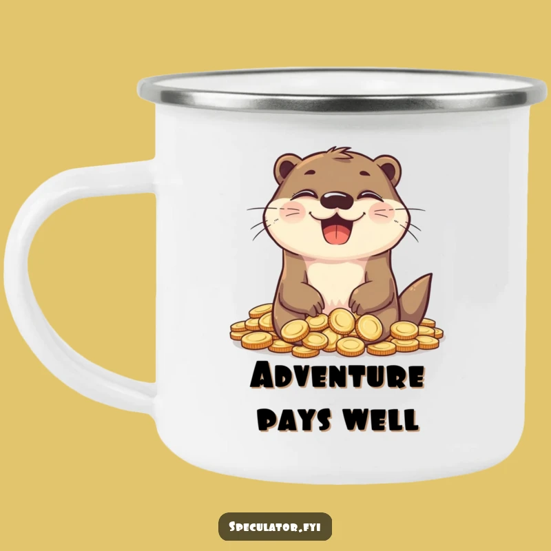 Funny Otter Explorer Mug - Grinning Coin Collector, Adventure Humor Gift