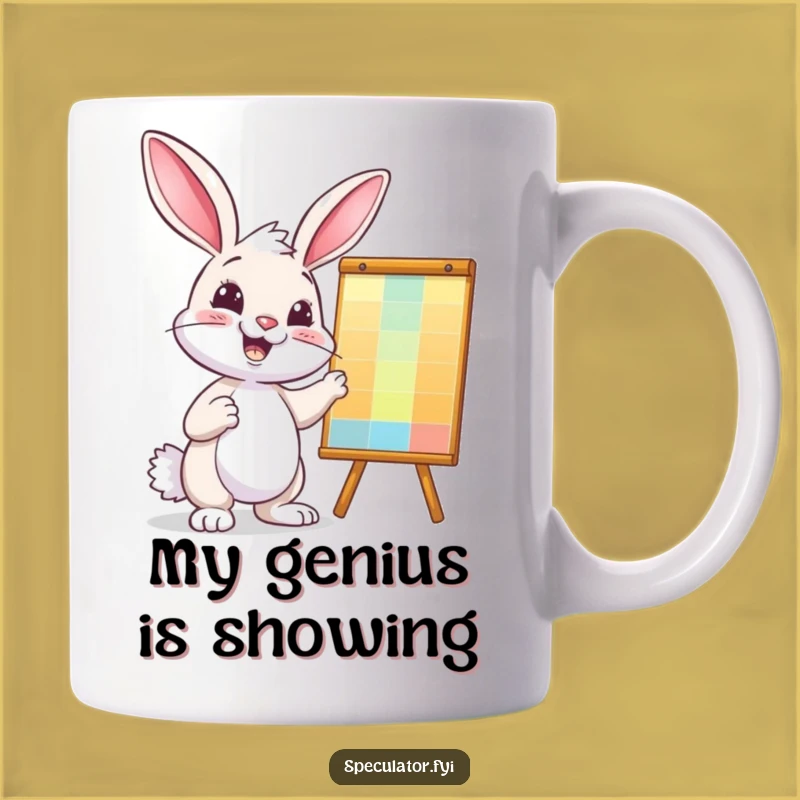 Funny Bunny Analyst Mug - Confident Chart Pointer, Perfect Business Gift