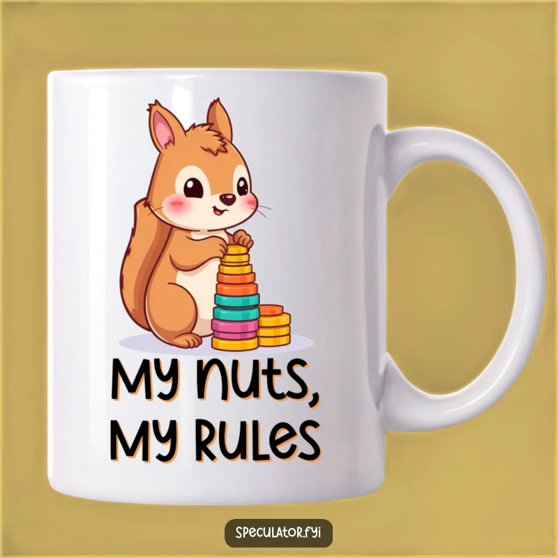 Funny Squirrel Counting Tokens Mug: Adorable Playful Animal Gift for Collectors