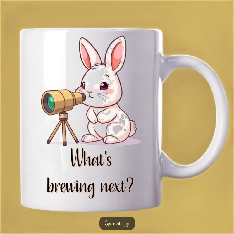 Funny Curious Bunny Mug: Little Explorer Character Gift