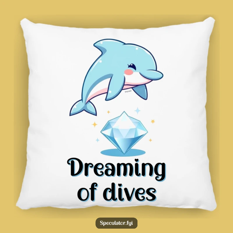 Comfy Funny Dolphin Diamond Leap Pillow - Soft Aquatic Accent Pillow Gift