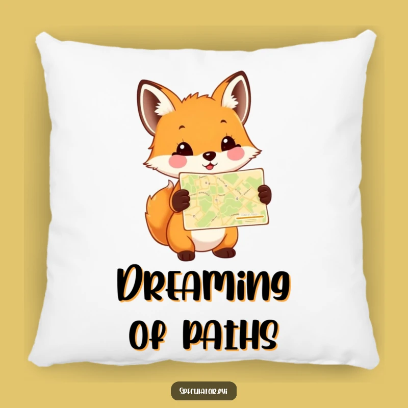 Cozy Funny Fox Cub Map Pillow: Snuggle Up with Adventure and This Hilarious Design