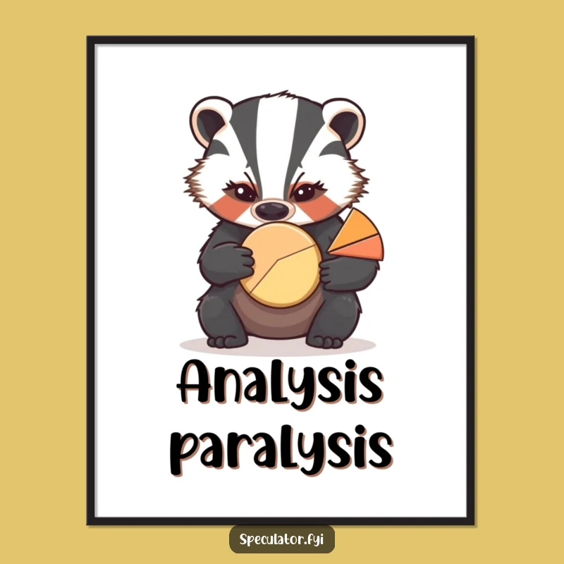 Funny Badger Pie Chart Digital Print: Instant Analytical Humor Decor