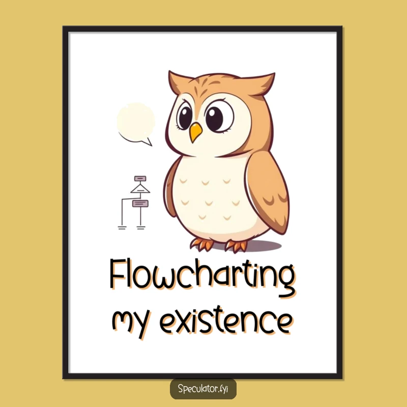 Funny Owl Flowchart Digital Art: Wise-Cracking Decor for Smart Spaces
