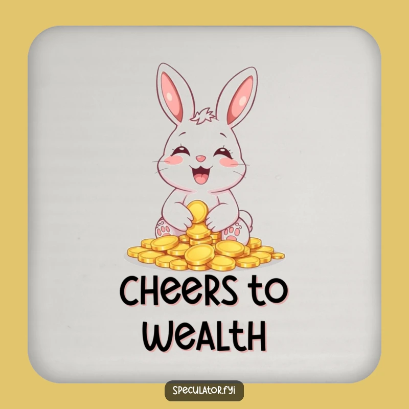 Funny Giggling Bunny Coin Coaster: Protect Surfaces with Playful Fortune and Humor