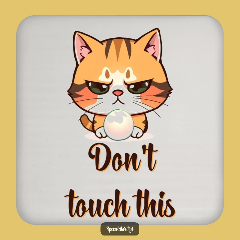 Funny Skeptical Cat Coaster: Protect Surfaces with Feline Suspicion Gift