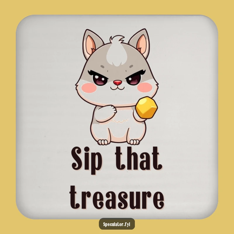 Funny Kawaii Treasure Coaster Set - Sly Wink Nugget Drink Decor Gift