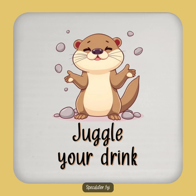 Funny Otter Juggling Coaster - Protect Drinks with Playful Skill