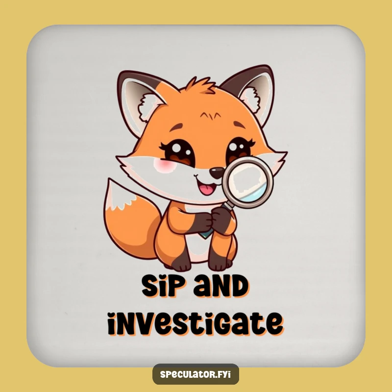 Funny Fox Investigator Coaster Set: Protect Surfaces with Playful Fox Humor, Unique Funny Gift