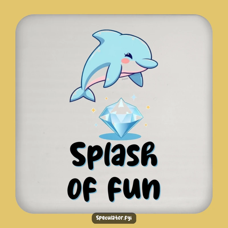 Funny Dolphin Diamond Leap Coaster Set - Protect Surfaces with Ocean Humor Gift