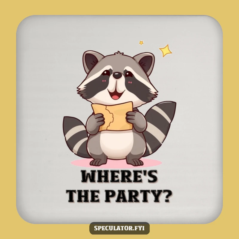Funny Raccoon Treasure Map Coaster - Protect Surfaces Hilariously!