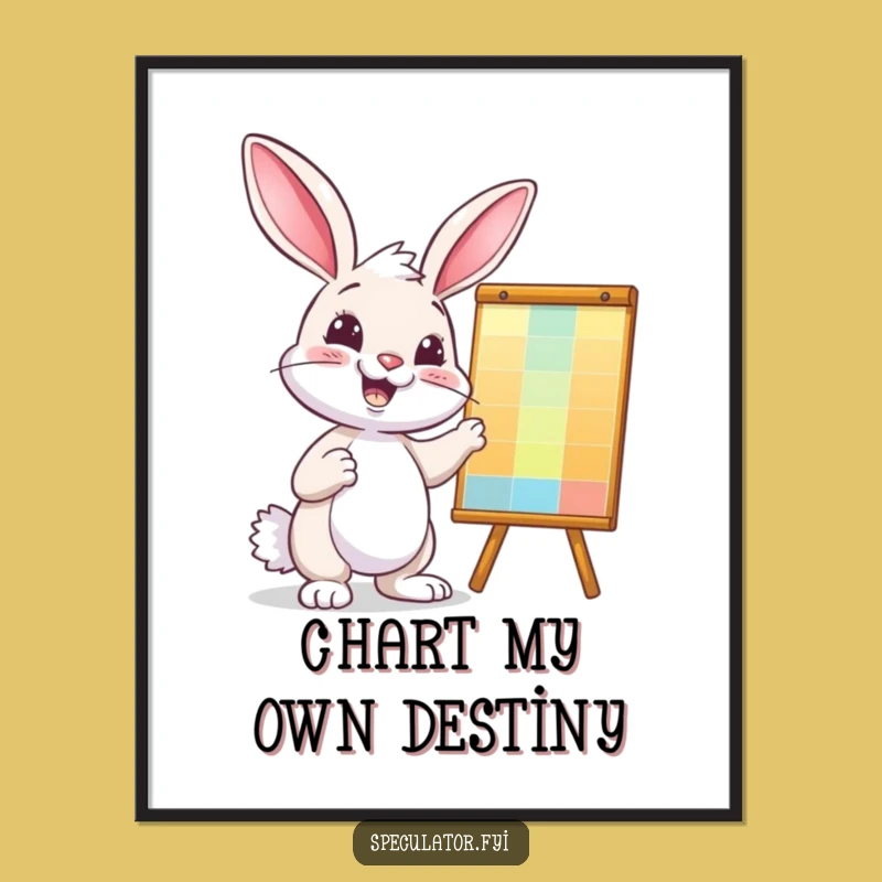 Funny Bunny Success Poster - Confident Chart Pointer, Motivational Humor Art Gift