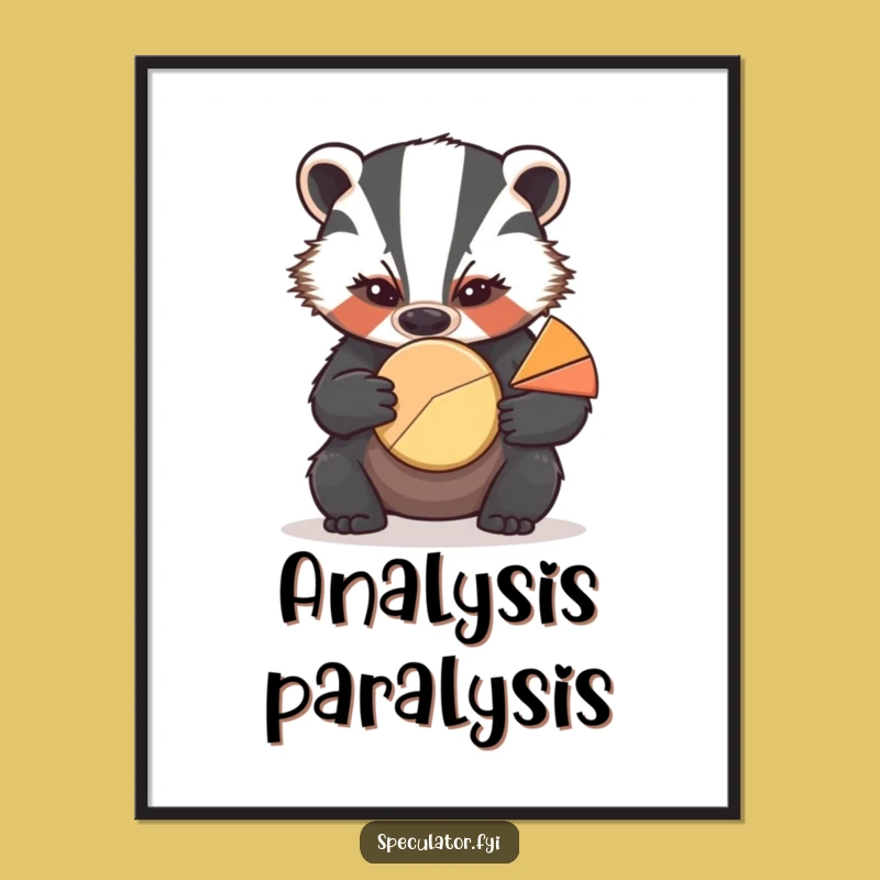 Funny Badger Pie Chart Poster: Analytical Art Print, Hilarious Office Decor