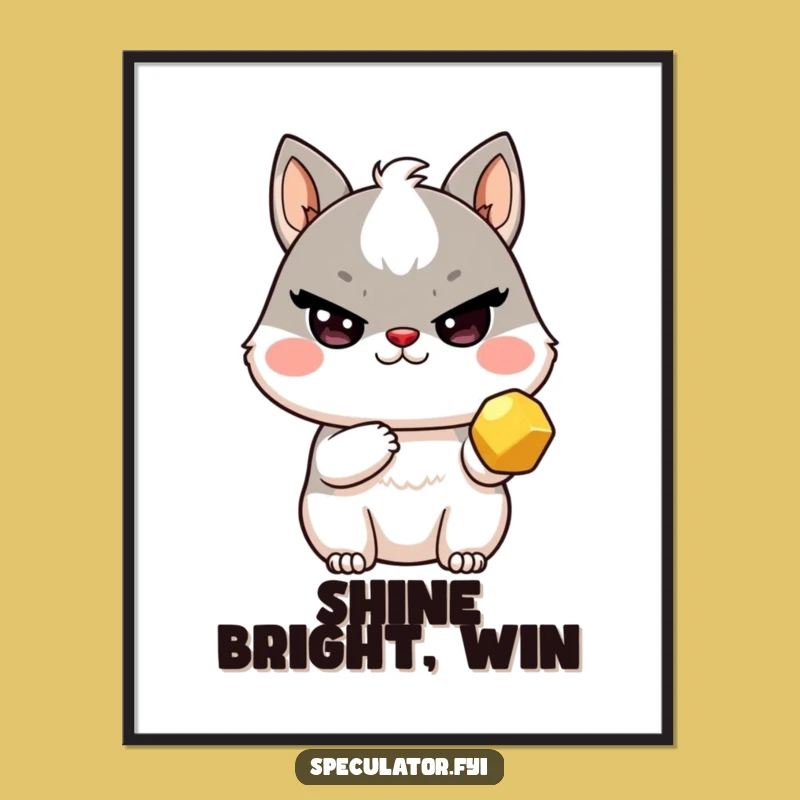 Funny Kawaii Golden Discovery Poster - Sly Wink Nugget Art Gift