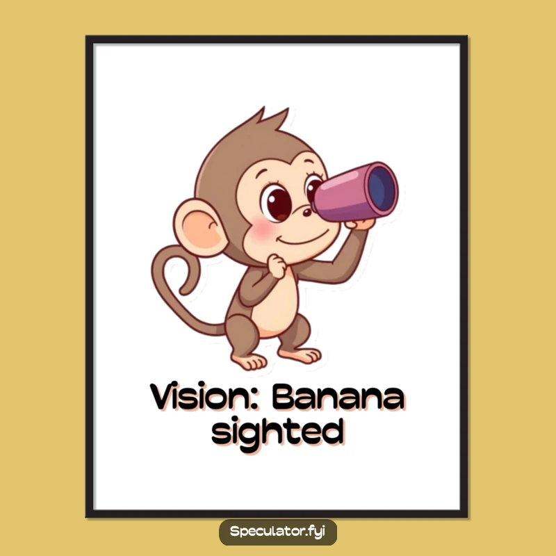 Funny Monkey Spyglass Banana Poster - Hilarious Wall Art for Your Space