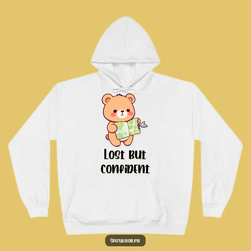 Cozy Funny Kawaii Bear Hoodie: Map Guidance for Warm Adventures
