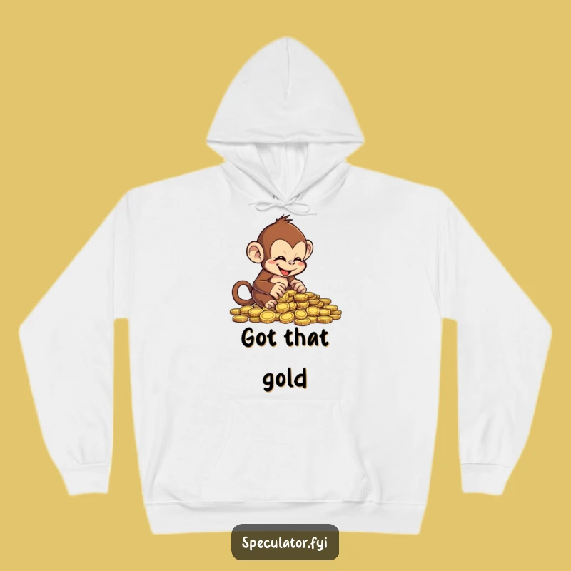Cozy Funny Monkey Counting Coins Hoodie - Warm Primate Cash Grab Apparel Gift