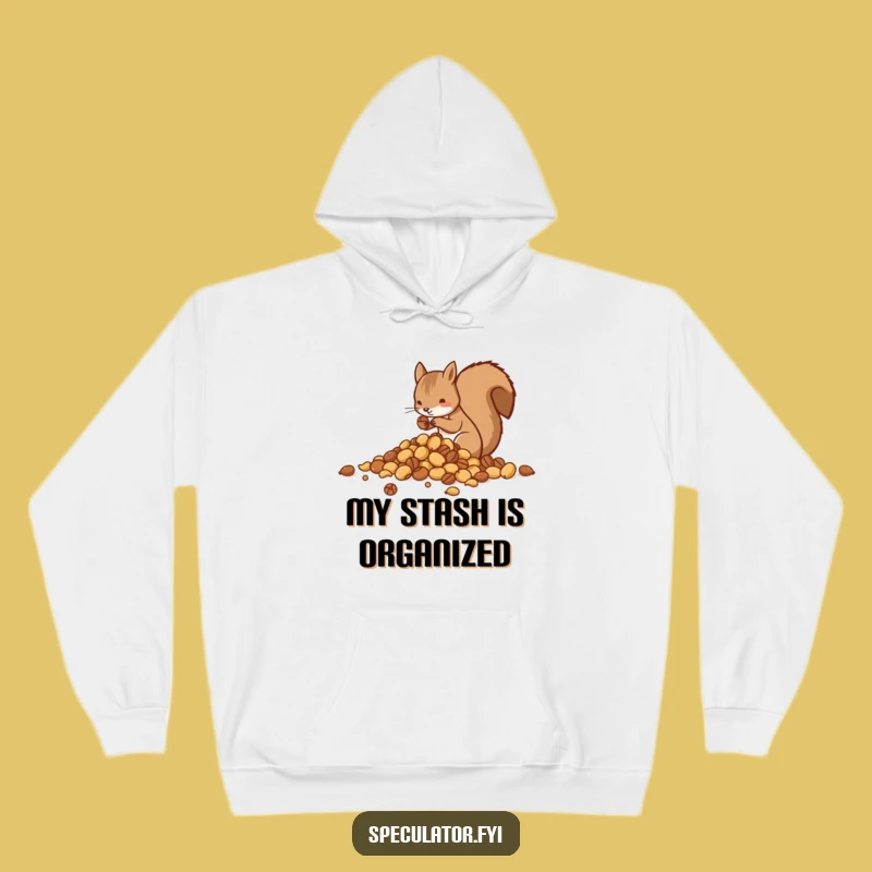 Funny Squirrel Sorting Nuts Hoodie - Cozy Preparer Sweatshirt, Warm Humorous Gift
