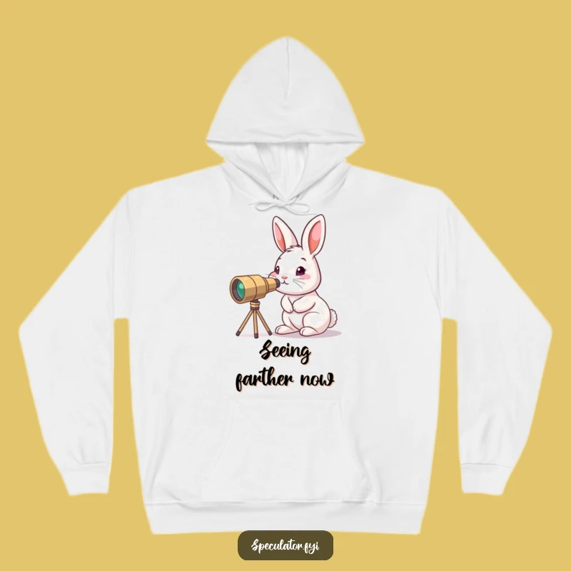 Funny Curious Bunny Hoodie: Cozy Explorer Character Comfort Gift