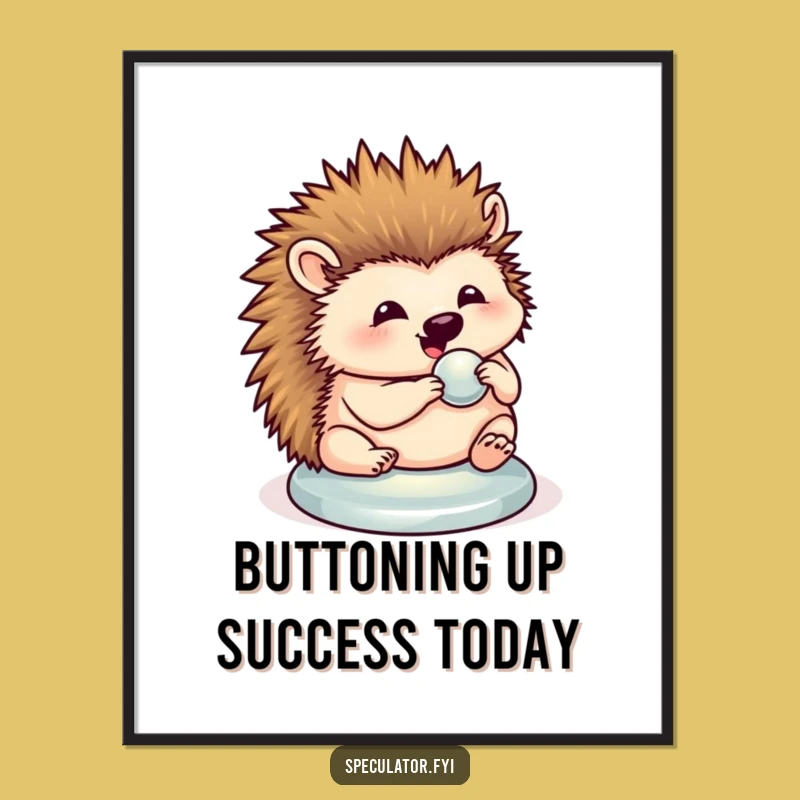 Funny Free Printable Wall Art: Hedgehog Button Polish Downloadable Art