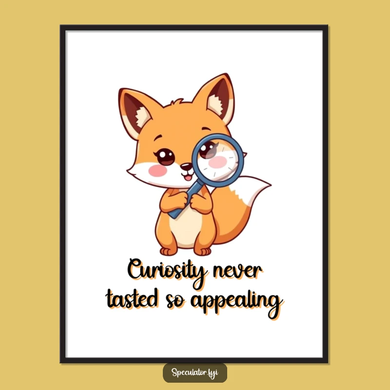 Free Printable Wall Art: Curious Fox Pondering Mysteries, Whimsical Decor