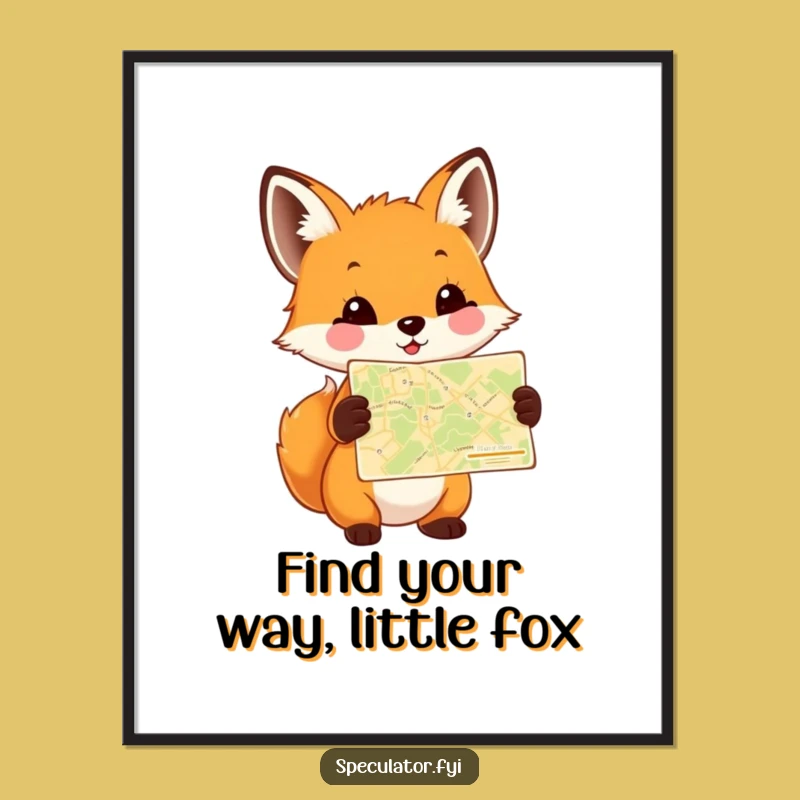 Free Printable Wall Art: Fox & Map - Adventure Downloadable Decor