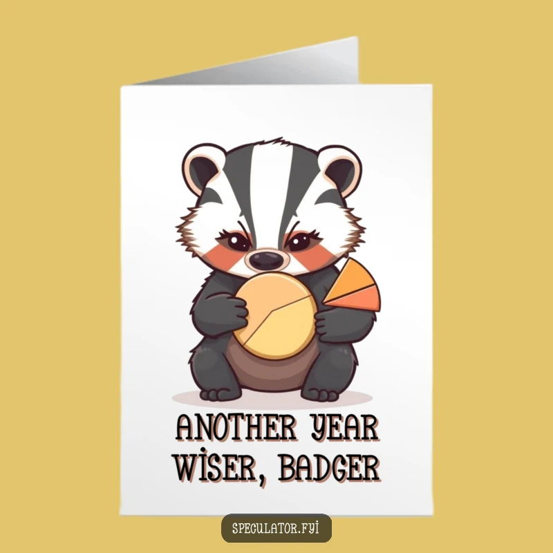 Free Printable Birthday CARD: Serious Badger Pie Chart, Funny Downloadable Gift for Geeks