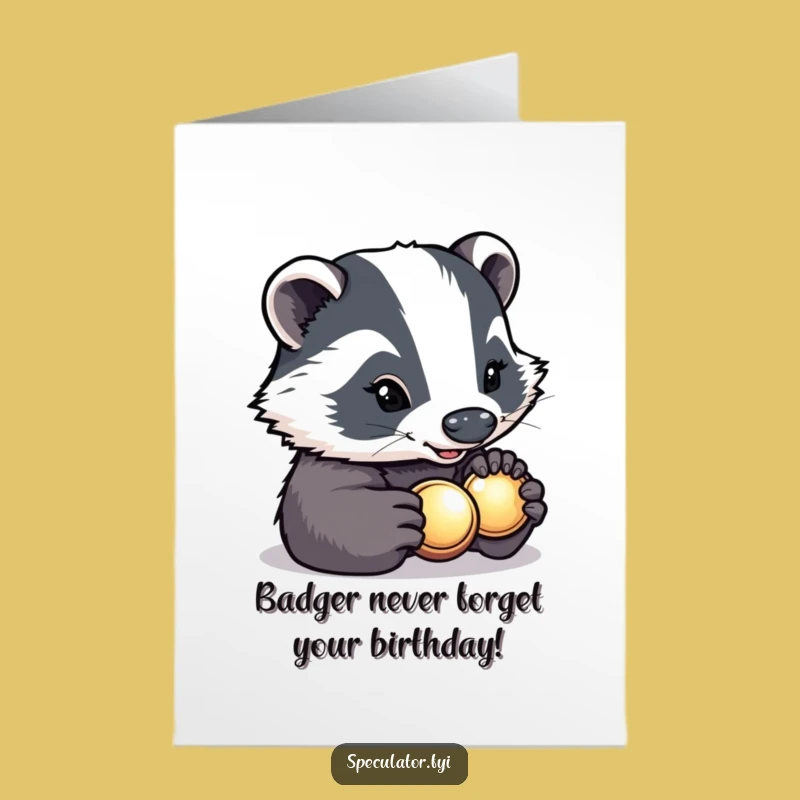 Free Printable Badger Birthday Card: Funny Button Inspection Downloadable Gift