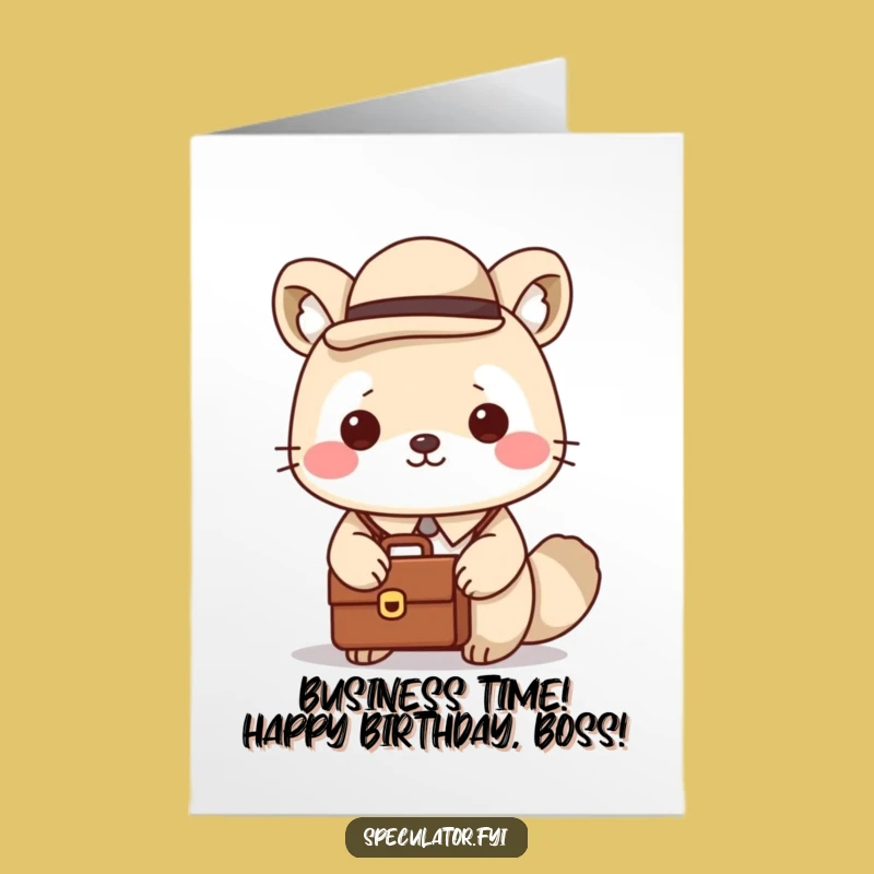 Free Printable Birthday Card: Dapper Kawaii Animal, Perfect Downloadable Humor Gift for the Organized