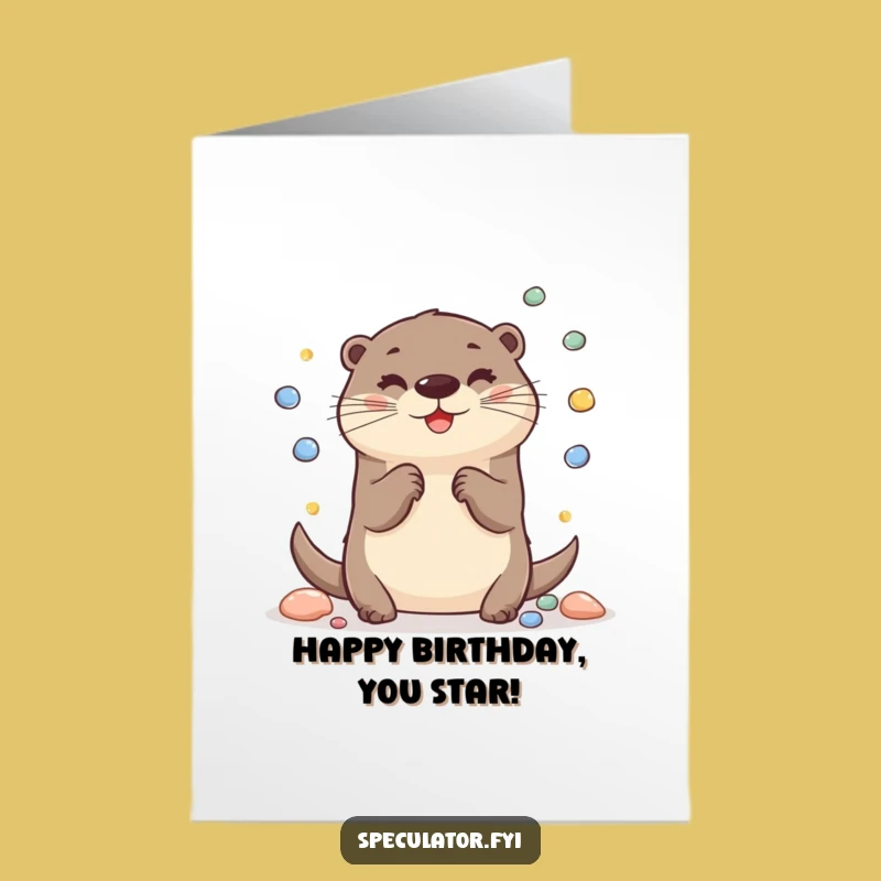 Free Printable Cheerful Otter Birthday Card: Fun Juggling & Downloadable Humor