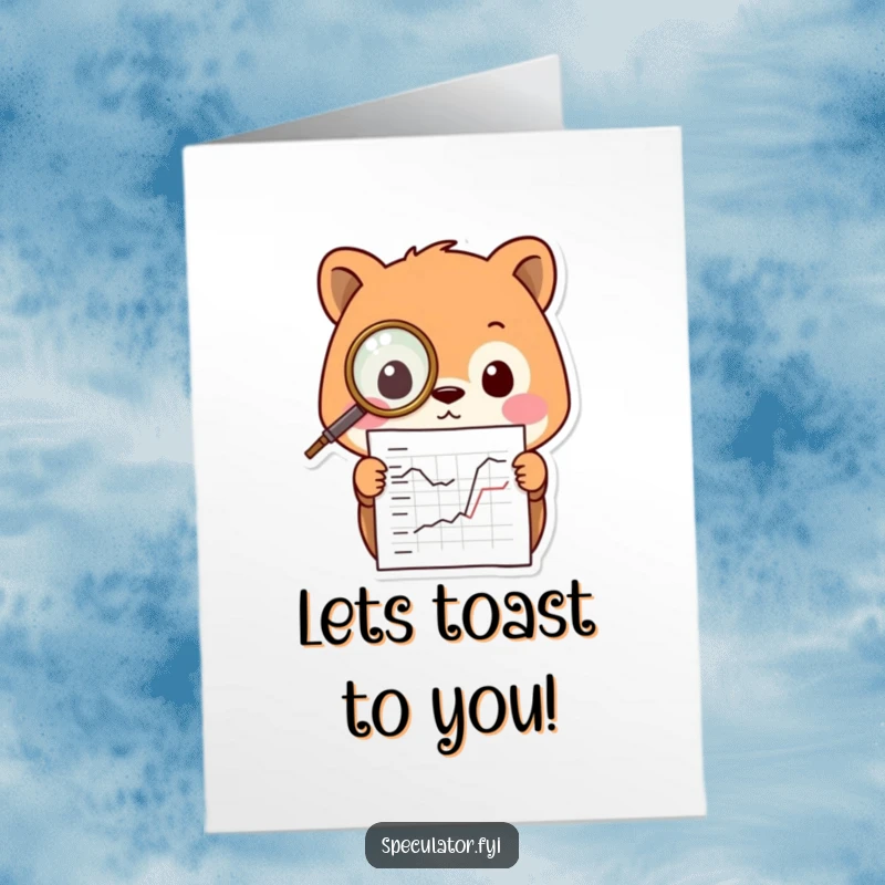 Funny Free Printable Birthday Card: A Kawaii animal wearing a monocle intently studies a chart, wishing a smart birthday.