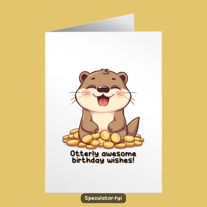 Free Printable Birthday Card: Otter Celebrating Riches