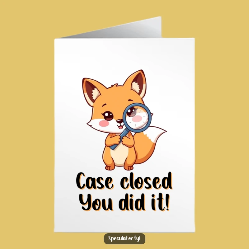 Free Printable Congrats Card: Clever Fox Uncovers Your Success!