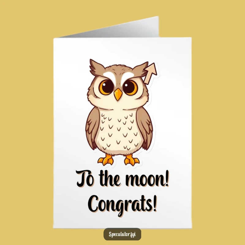 Free Printable Congrats Card: Curious Owl Observes Your Rising Success