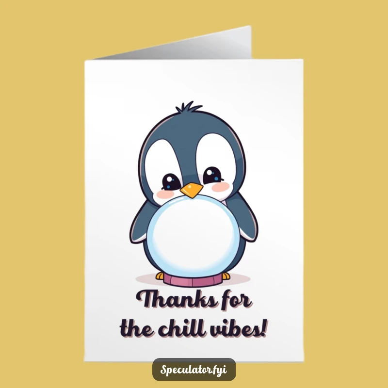 Free Printable Penguin Thank You Card: Funny Crystal Ball Gift