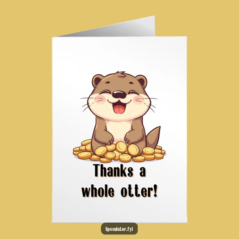 Free Printable Thank You Card: Otter's Coin Gratitude