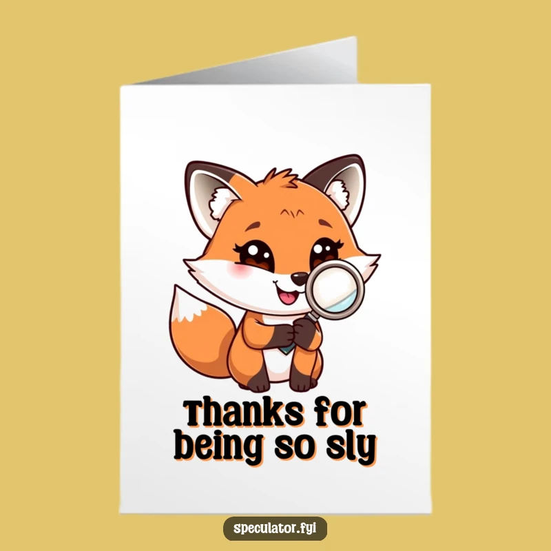 Free Printable Thank You Card: Fox's Grateful Gaze Funny Fox Downloadable Gift