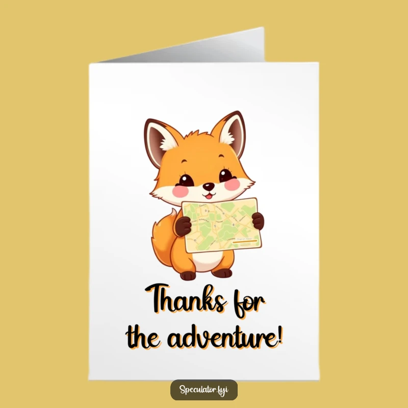 Free Printable Thank You Card: Fox & Map - Gratitude Downloadable
