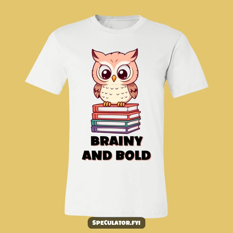 Funny Owl Book Stack T-Shirt - Witty Apparel for the Intelligent