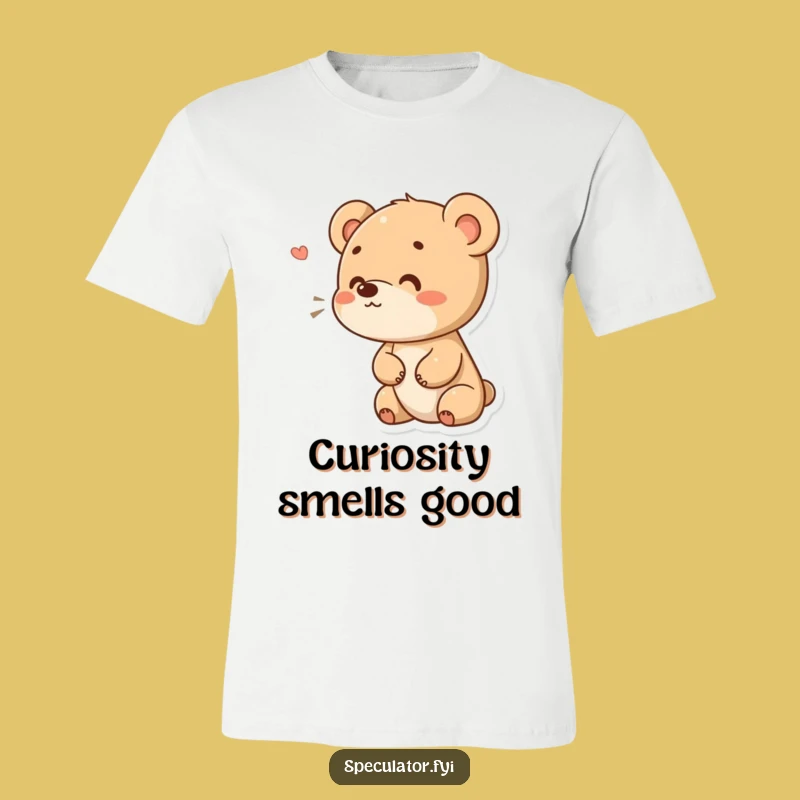 Funny Bear Cub Sniffing T-Shirt: Curious Explorer, Perfect Funny Gift