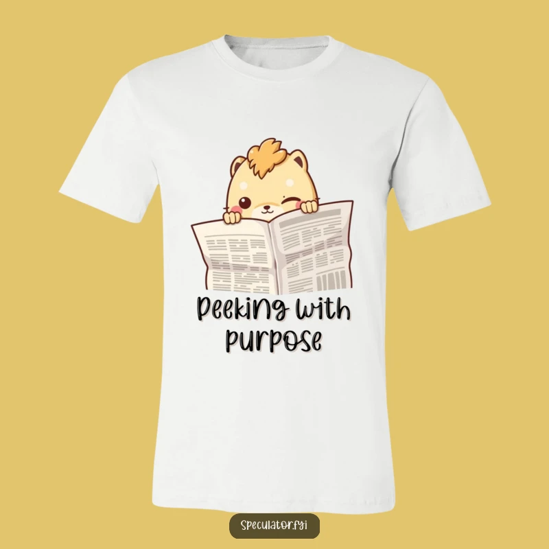 Funny Peeking Creature T-Shirt: Mysterious Smirk for a Playful Personality