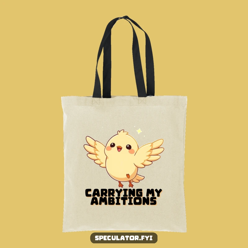 Funny Soaring Bird Tote Bag: Carry Your Dreams with this Happy Character