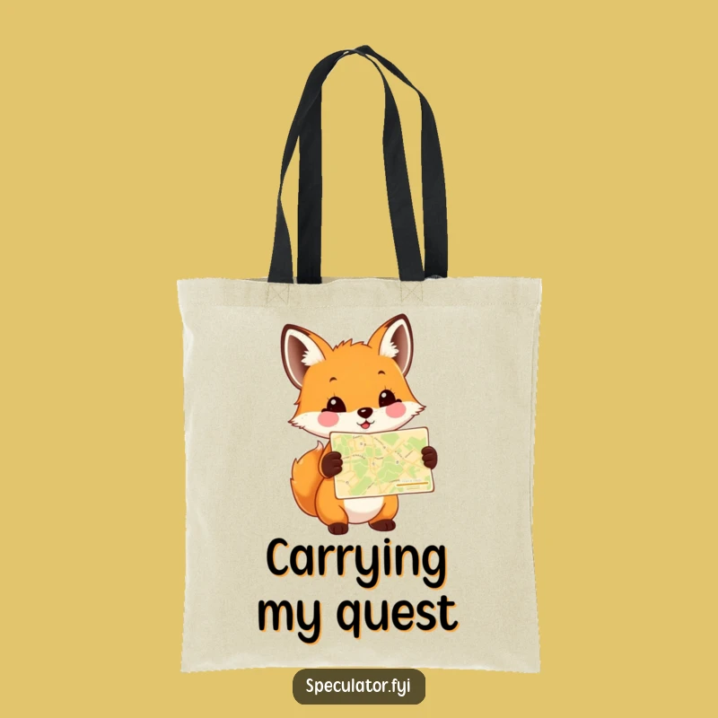Funny Fox Cub Map Tote Bag: Carry Your Adventures and Essentials with Charming Humor