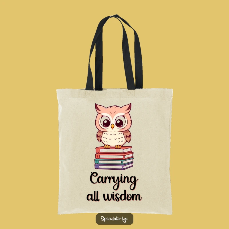 Funny Owl Book Stack Tote Bag - Carry Your Smarts with Style