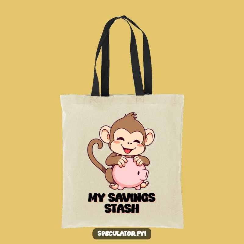 Funny Kawaii Monkey Tote Bag: Playful Piggy Bank for Your Treasures
